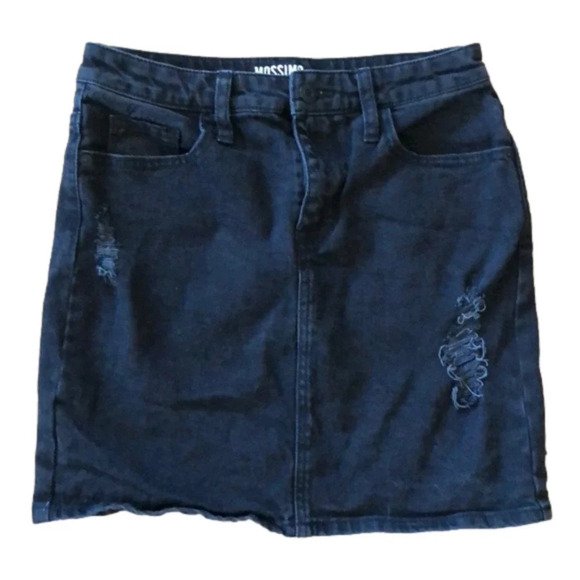 Mossimo supply women’s distressed black jean skirt - Picture 1 of 6